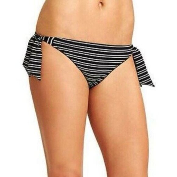 Athleta Other - Athleta Stripe Saharatie Black White Women’s Medium Tie Bikini Bottom Swimsuit